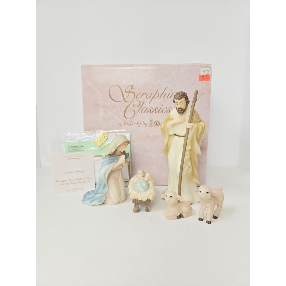 Roman Seraphim Nativity figurine  For Unto Us A Child is Born w/ box Christmas